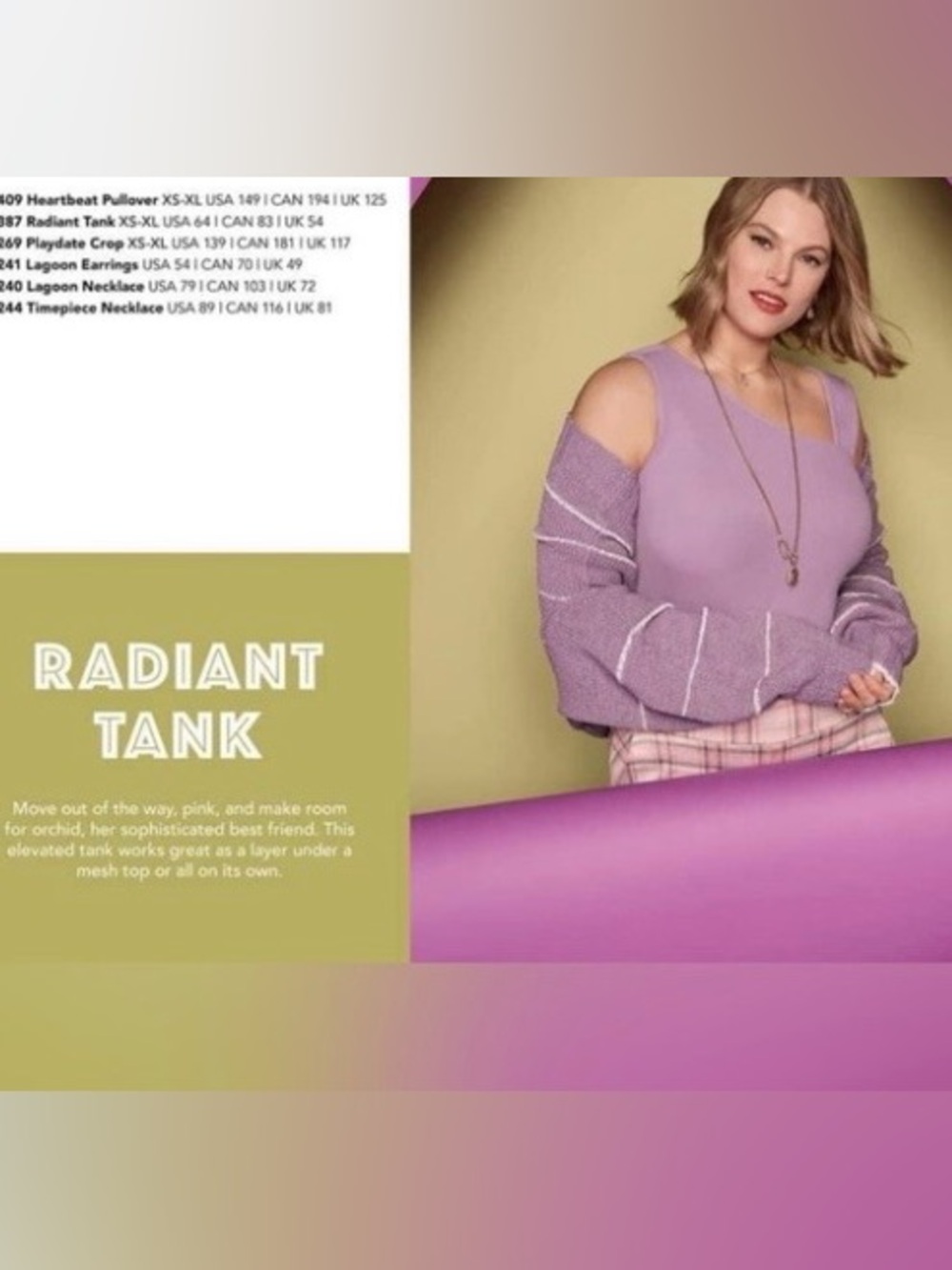 Cabi Radiant Tank Top Style 6387 Orchid Purple Ribbed Asymmetrical Small S Knit